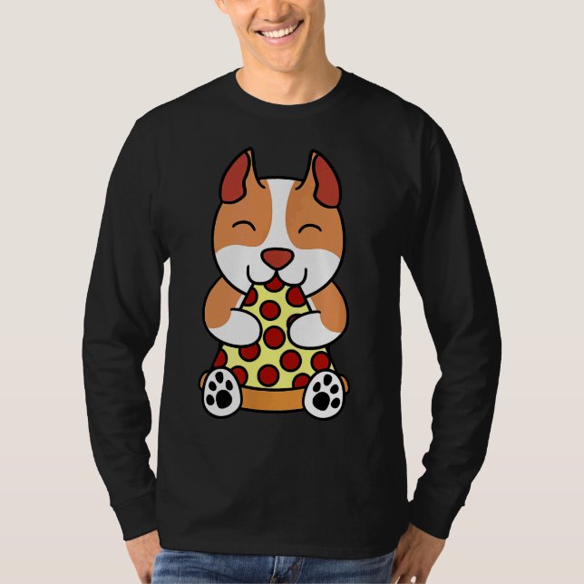 Camiseta Pizza Y Pitbull Divertido Perro Pitbull (Anverso)