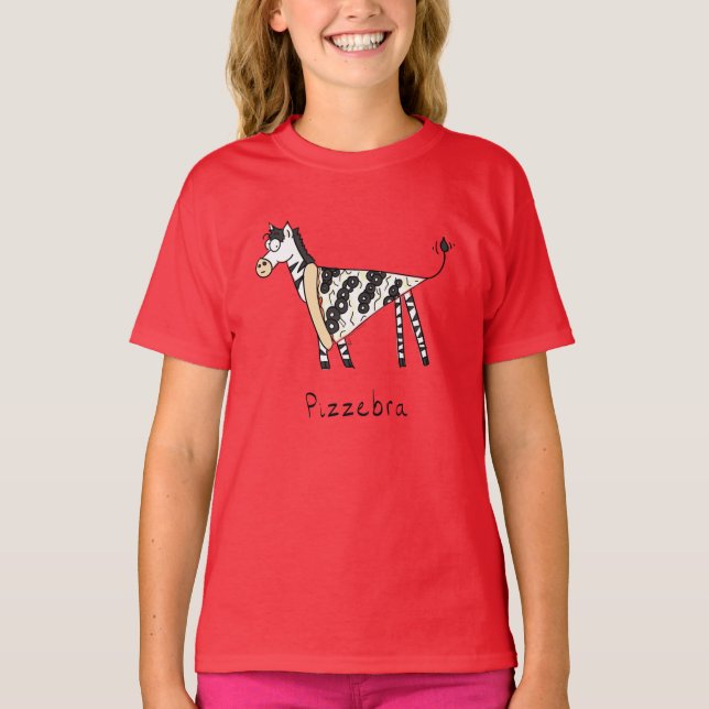 Camiseta Pizza Zebra Cute Kids Personalizado (Anverso)