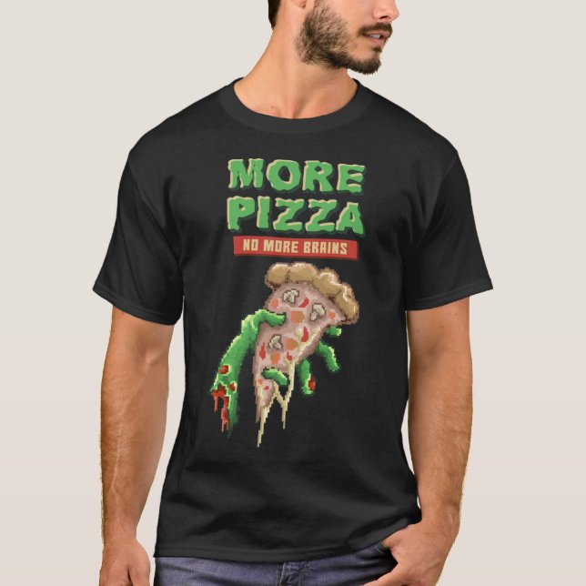 Camiseta Pizza Zombie, pizza sin muertos, regalo de horror (Anverso)