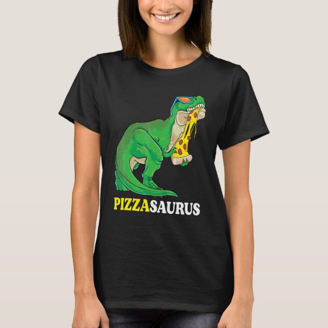 Camiseta Pizzasaurus Rex Dinosaurio Lindo Con Gafas De Sol  (Anverso)