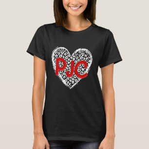 Camiseta PJC Red Initials Leopard Cheetah Heart Trendy Wome