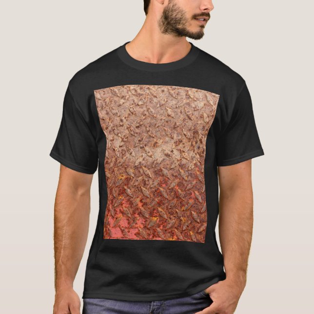 Camiseta Placa de acero rusto, textura metalizado gruesa. (Anverso)