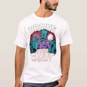 Camiseta Placa de cerebro y sangre - Tee gráfico de Zombie 