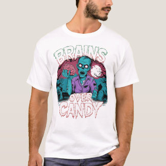 Camiseta Placa de cerebro y sangre - Tee gráfico de Zombie