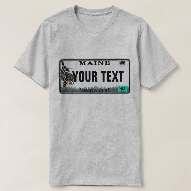 Camiseta Placa de encargo de Maine del texto (Diseño del anverso)