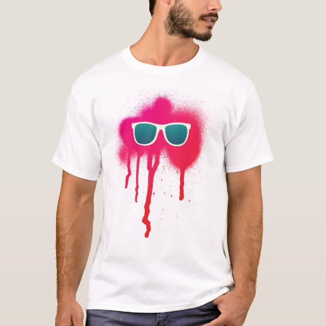 Camiseta Placa de gafas de sol retro (Anverso)
