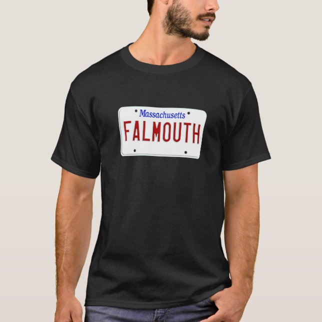 Camiseta Placa de licencia de Falmouth Cape Cod Boston Mass (Anverso)