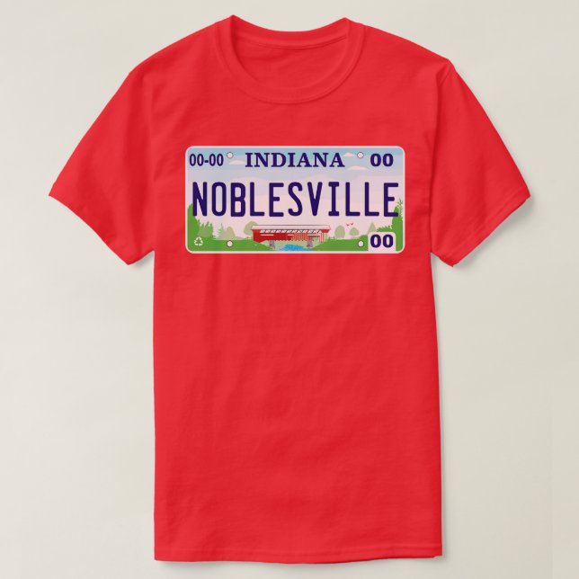 Camiseta Placa de licencia de Noblesville Indiana (Diseño del anverso)