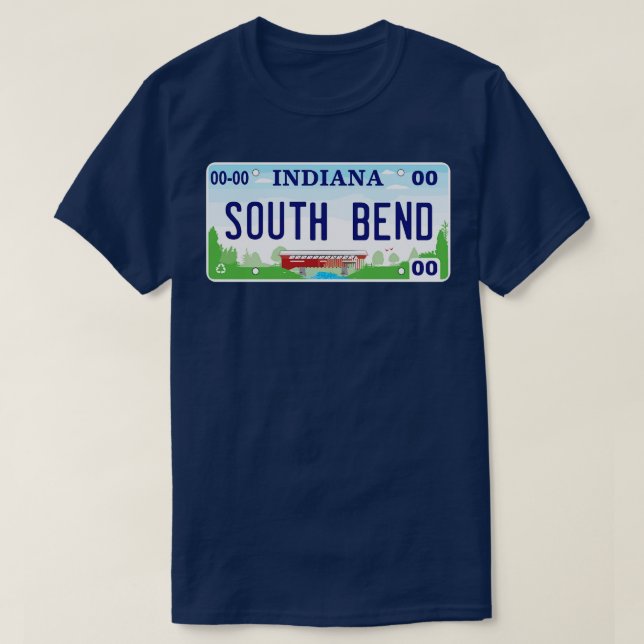 Camiseta Placa de licencia de South Bend Indiana (Diseño del anverso)