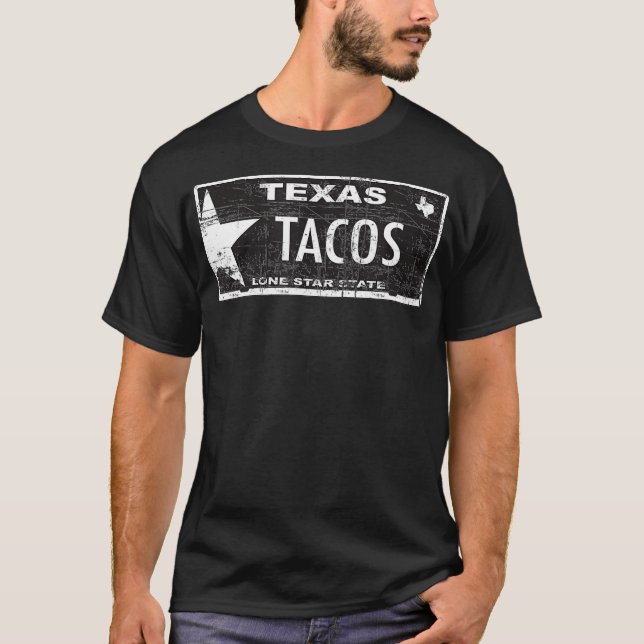 Camiseta placa de licencia de tacos de Texas (Anverso)