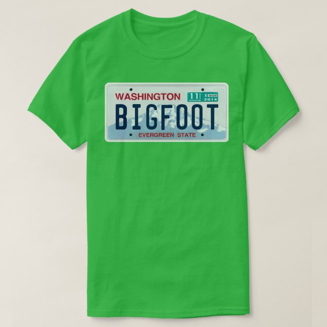 Camiseta Placa de licencia de Washington Bigfoot (Diseño del anverso)