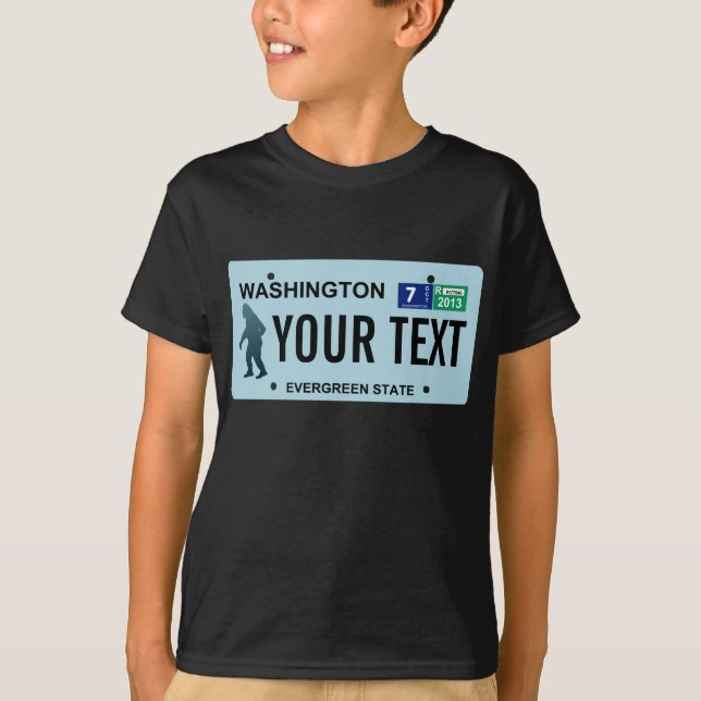 Camiseta Placa de licencia de Washington Sasquatch (Anverso)