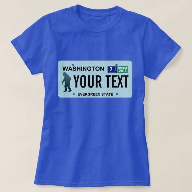 Camiseta Placa de licencia de Washington Sasquatch (Diseño del anverso)