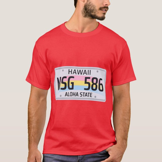 Camiseta Placa de licencia Hawaii sobredimensionada (Anverso)