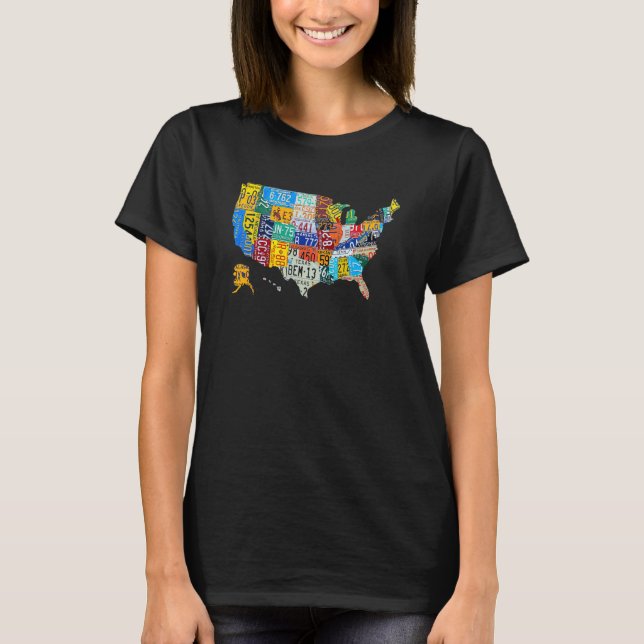 Camiseta Placa de licencia Mapa americano Estadounidense Pl (Anverso)