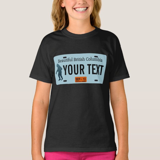 Camiseta Placa de licencia Sasquatch de Columbia Británica (Anverso)