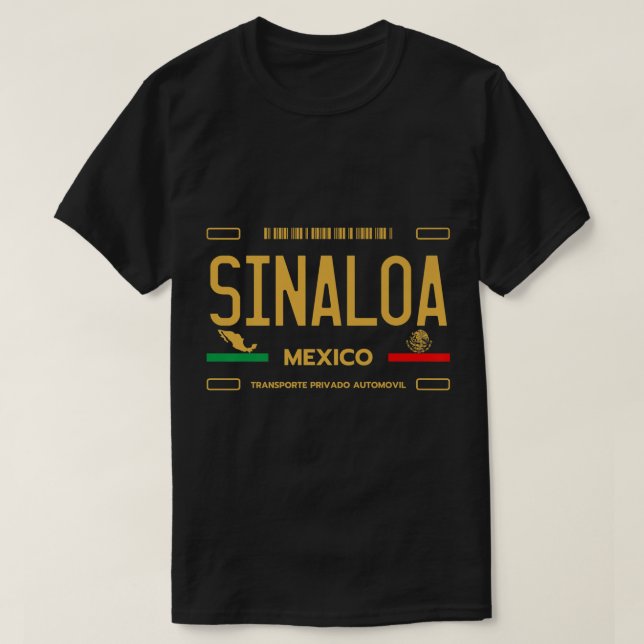 Camiseta Placa de licencia Sinaloa México Estética Sinaloa  (Diseño del anverso)