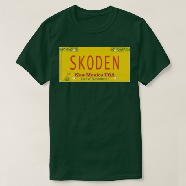 Camiseta Placa de licencia SKODEN New Mexico  (Diseño del anverso)