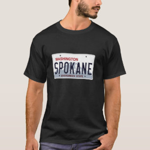 Camiseta Placa de Matrícula del Barrio de Spokane Estado de