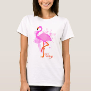 Camiseta Placa de pintura artística de flamingo rosa de bo