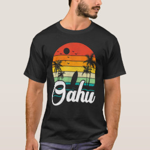 Camiseta Placa de surf de árbol de palma estilo retro Hawai