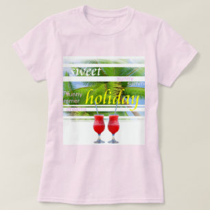 Camiseta Placa de vacaciones de moda rosa pálido - plantill