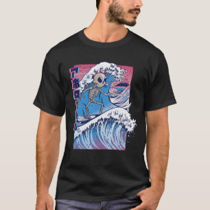 Camiseta Placa de vaporwave Skeleton Vintage de Japón