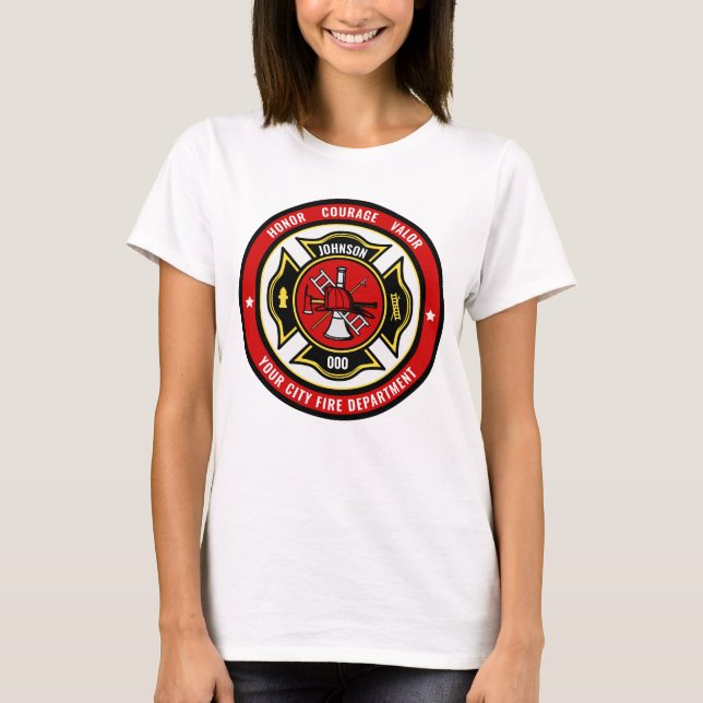 Camiseta Placa del Departamento de Bomberos ADD NAME Bomber (Anverso)