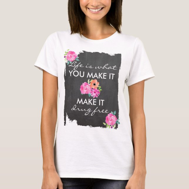 Camiseta Placa Floral contra las drogas (Anverso)