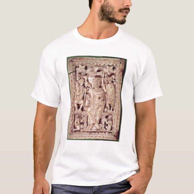 Camiseta Placa que representa a rey David enthroned (Anverso)