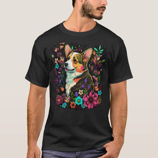 Camiseta Placer Flor verano Floral Welsh Corgi 6 (Anverso)