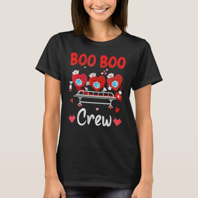 Camiseta Plaid Boo Boo Crew Valentine's Day Heart Nurse Wea (Anverso)