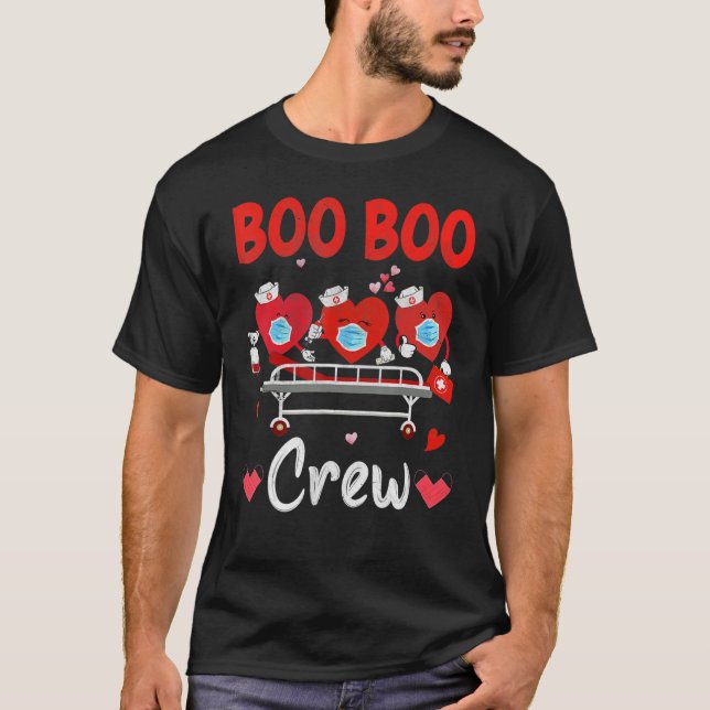 Camiseta Plaid Boo Boo Crew Valentine's Day Heart Nurse Wea (Anverso)
