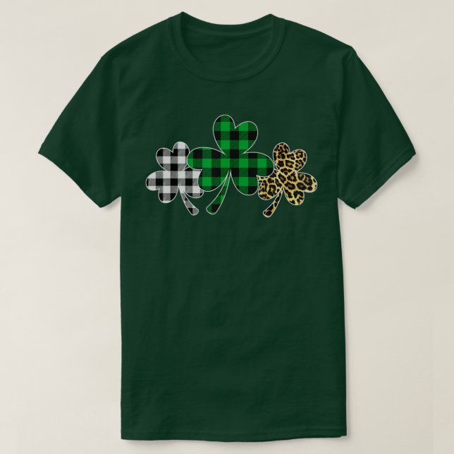 Camiseta Plaid Clover Shamrock Leopard Green Buffalo St (Diseño del anverso)