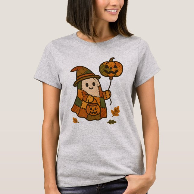 Camiseta Plaid Ghost with Pumpkin Balloon T-Shirt  (Anverso)