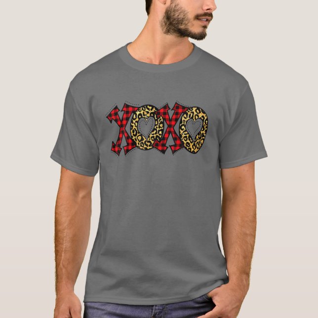 Camiseta Plaid Leopard XOXO Lover Valentine (Anverso)