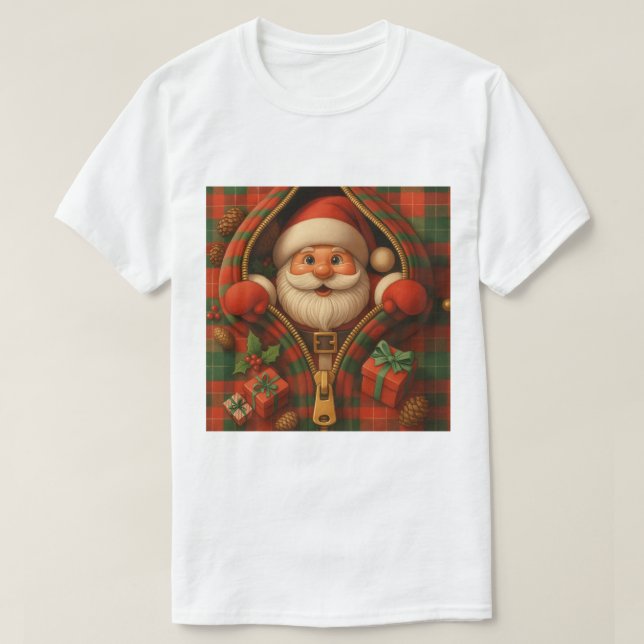 Camiseta Plaid Santa Claus Christmas Design  (Diseño del anverso)