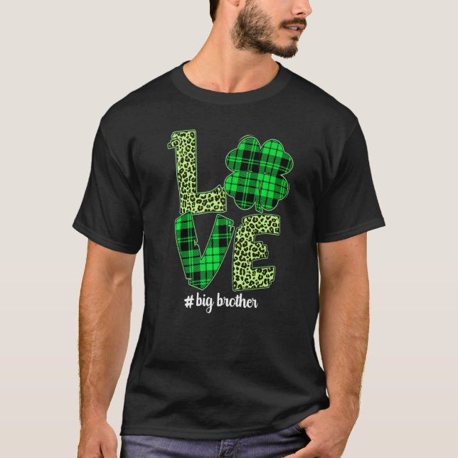 Camiseta Plaid Shamrock Love Big Brother Leopard St Patrick (Anverso)
