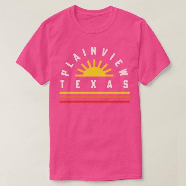 Camiseta Plainview Texas Retro Vintage Rayas Atardecer (Diseño del anverso)