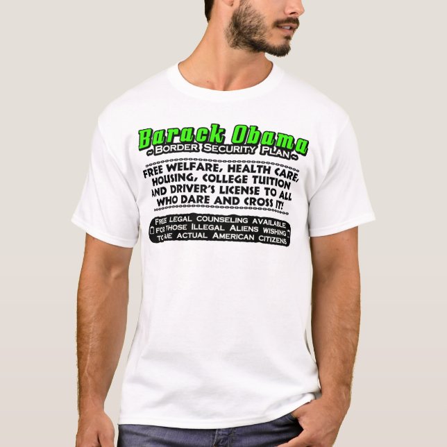Camiseta Plan de la seguridad de fronteras de Obama (Anverso)