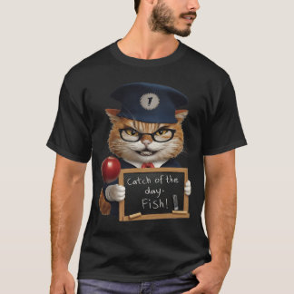 Camiseta Plan para el Día del Gato, atrapar un pez