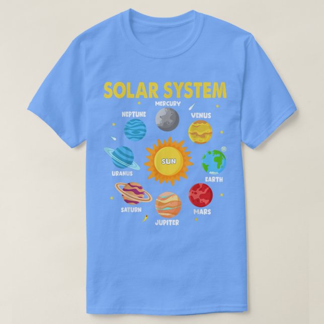 Camiseta Planes De Sistema Solar Para Niños Espacio De Sist (Diseño del anverso)