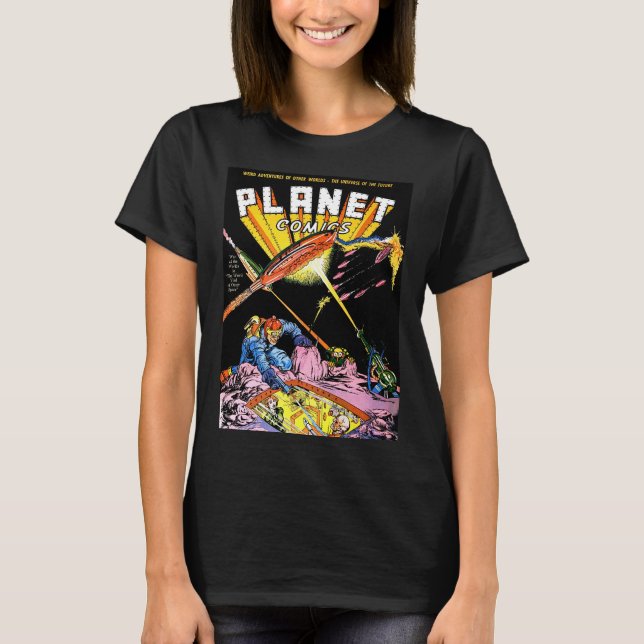 Camiseta Planet Comics Laser Attack Viejas Comics Black (Anverso)