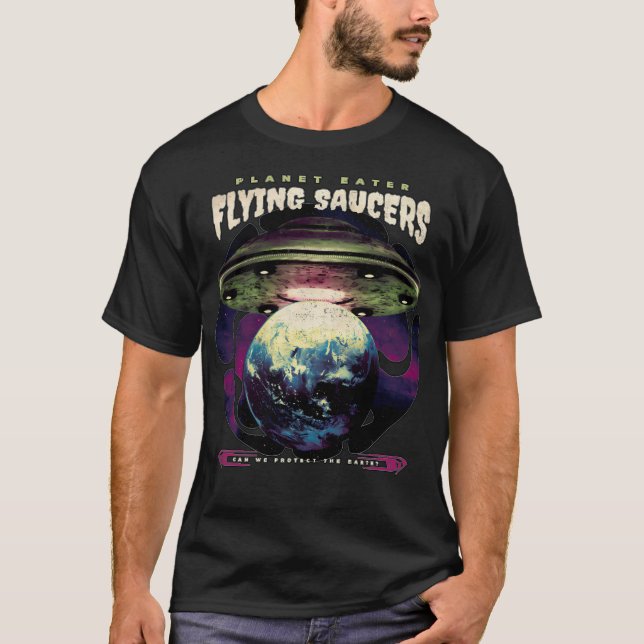 Camiseta Planet Eater Flying Saucers Space Alieni Sci Ali (Anverso)