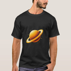 Camiseta Planeta Anillado Dorado Brillante con Estrellas
