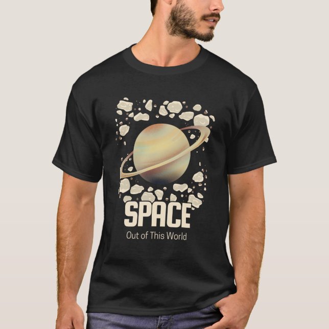 Camiseta Planeta de Saturno beige marrón (Anverso)