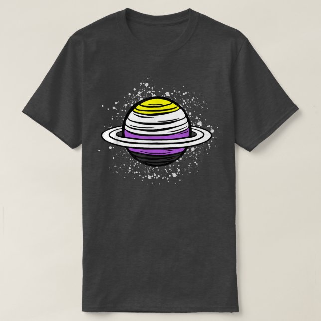 Camiseta Planeta de Saturno Cuto Bandera No Binaria Ágénero (Diseño del anverso)