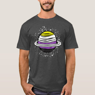 Camiseta Planeta de Saturno Cuto Bandera No Binaria Ágénero