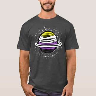Camiseta Planeta de Saturno Cuto Bandera No Binaria Ágénero