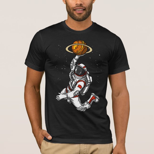 Camiseta Planeta del espacio del astronauta del baloncesto (Anverso)